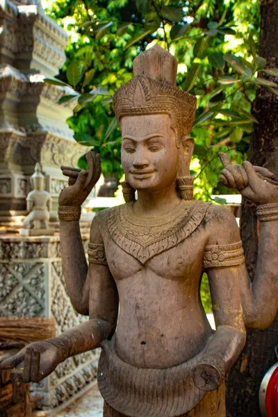 Nahaufnahme Einer Statue Buddhistischen Tempel Kambodscha — Stockfoto