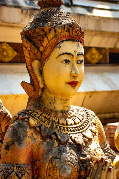 Nahaufnahme Einer Statue Buddhistischen Tempel Kambodscha — Stockfoto