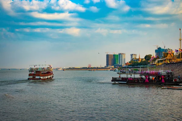 Kambodja Det Phnom Penh Flodstranden Mekong Pier — Stockfoto