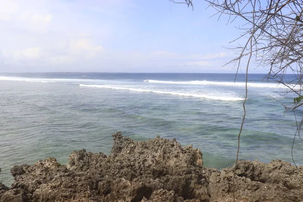 美丽大海的风景 印度尼西亚登帕萨 — 图库照片