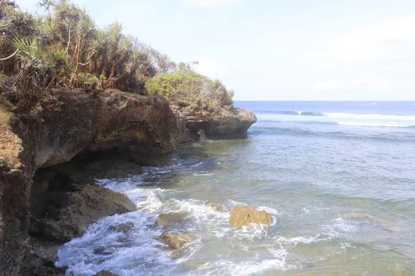 Vista Panorâmica Belo Mar Dempasar Indonésia — Fotografia de Stock