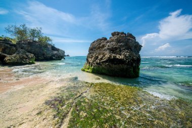 Endonezya 'daki Padang Padang plajında okyanus 