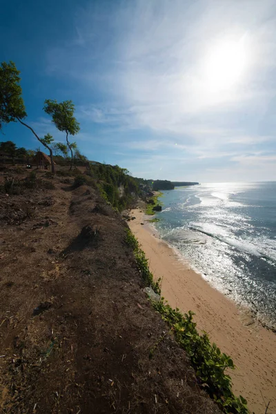 Vue Angle Élevé Plage Padang Padang Indonésie — Photo