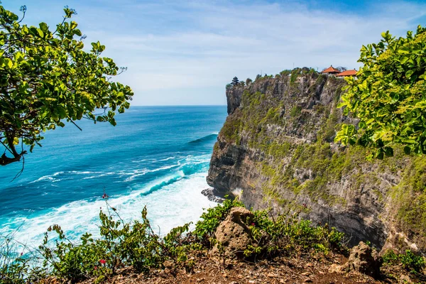 Scénický Pohled Oceán Pláži Uluwatu Indonésie — Stock fotografie