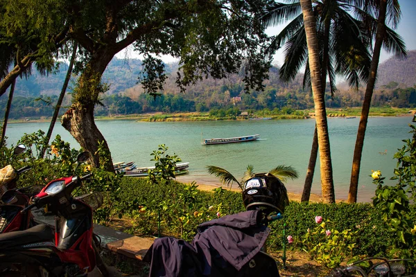 Река Меконг Луангпрабанге Лаосе — стоковое фото