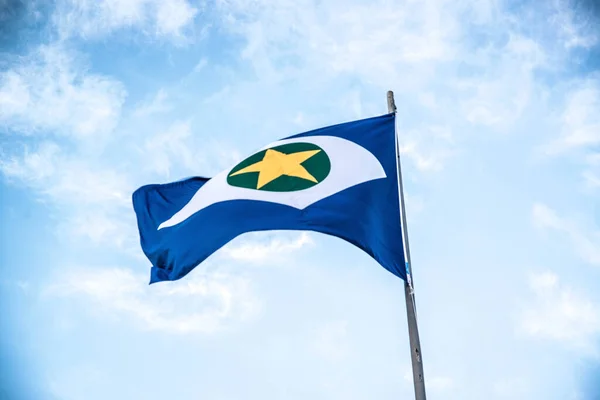 Brazylijskie Flagi Państwowe Zbliżenie — Zdjęcie stockowe