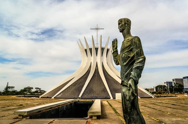 Estatua Piedra Cerca Catedral Metropolitana Brasilia Brasil — Foto de Stock