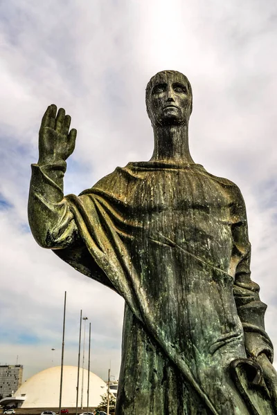 Каменная Статуя Рядом Кафедральным Собором Бразилиа Бразилия — стоковое фото