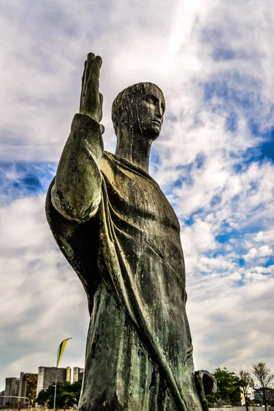 Statua Pietra Vicino Alla Cattedrale Metropolitana Brasilia Brasile — Foto Stock