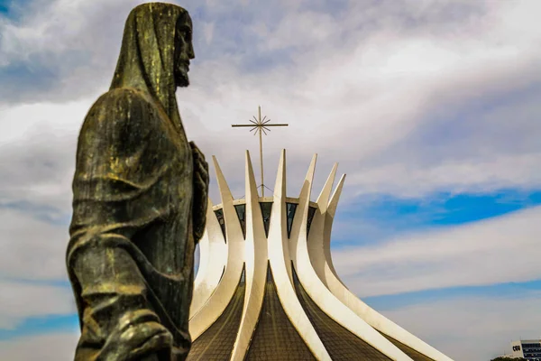 Estatua Piedra Cerca Catedral Metropolitana Brasilia Brasil — Foto de Stock