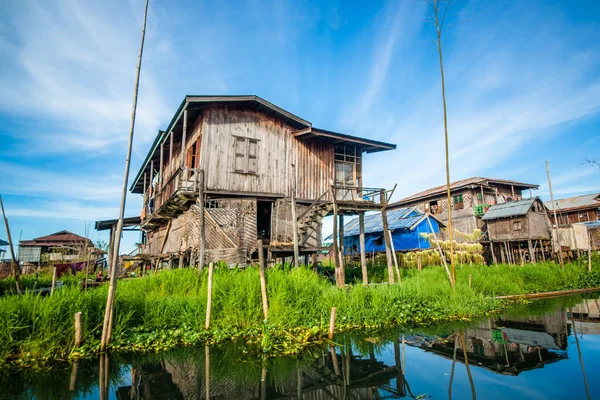 Village Sur Lac Inle Myanmar — Photo