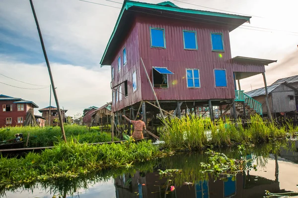 Pueblo Lago Inle Myanmar — Foto de Stock