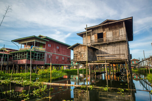Village on Inle lake in Myanmar
