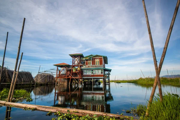缅甸因莱湖上的村庄 — 图库照片