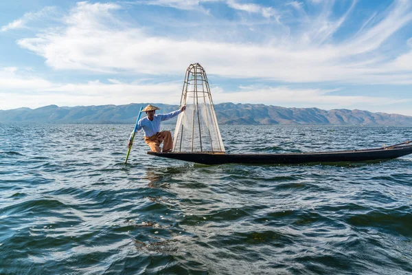 Processus Travail Des Pêcheurs Lac Inle Myanmar — Photo