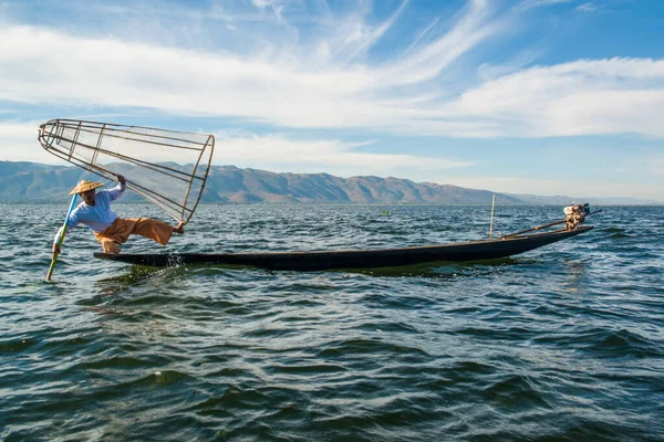 Processus Travail Des Pêcheurs Lac Inle Myanmar — Photo