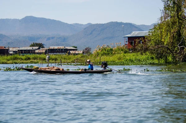 People Boat Inle Lake Myanmar — Stock Photo, Image