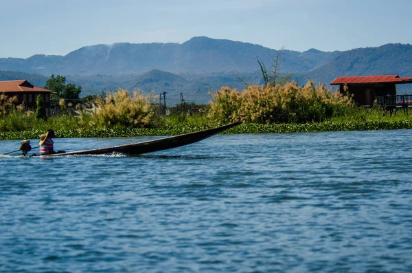 People Boat Inle Lake Myanmar — Stock Photo, Image