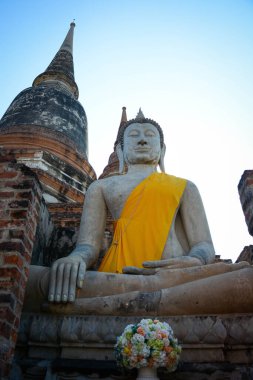 Tayland. Ayutthaya. Wat Yai Chai Mongkhol Tapınağı manzarası.