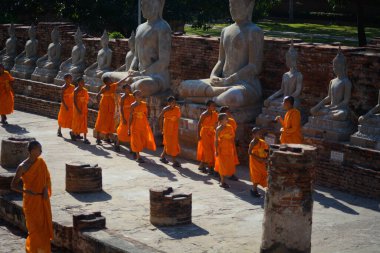Tayland. Ayutthaya. Wat Yai Chai Mongkhol Tapınağı manzarası.