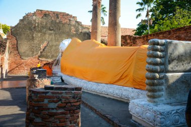 Tayland. Ayutthaya. Wat Yai Chai Mongkhol Tapınağı manzarası.