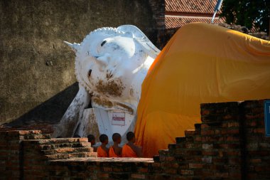 Tayland. Ayutthaya. Wat Yai Chai Mongkhol Tapınağı manzarası.