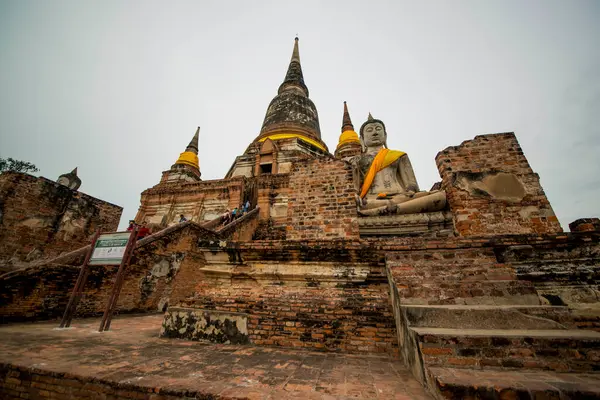 Βουδιστικός Αρχαίος Ναός Ayutthaya Ταϊλάνδη — Φωτογραφία Αρχείου