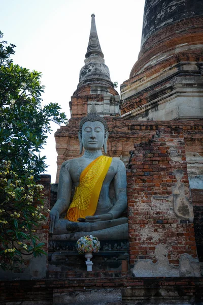 Thailand Ayutthaya Utsikt Över Wat Yai Chai Mongkhol Templet — Stockfoto