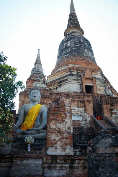 Thaiföld Ajutthaja Kilátás Wat Yai Chai Mongkhol Templomra — Stock Fotó