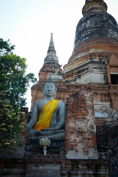 Thaiföld Ajutthaja Kilátás Wat Yai Chai Mongkhol Templomra — Stock Fotó