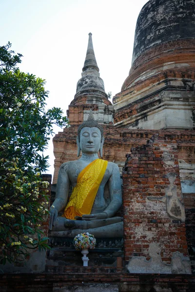Thailand Ayutthaya Ein Blick Auf Den Tempel Wat Yai Chai — Stockfoto