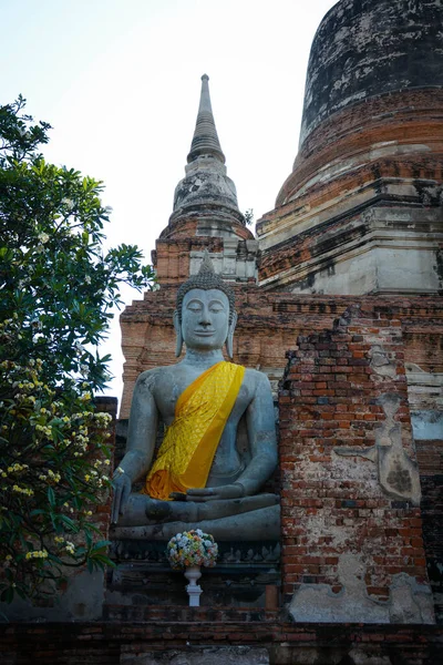 Thaiföld Ajutthaja Kilátás Wat Yai Chai Mongkhol Templomra — Stock Fotó