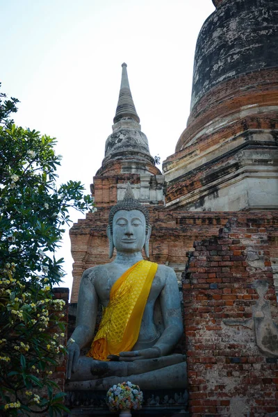 Thaiföld Ajutthaja Kilátás Wat Yai Chai Mongkhol Templomra — Stock Fotó
