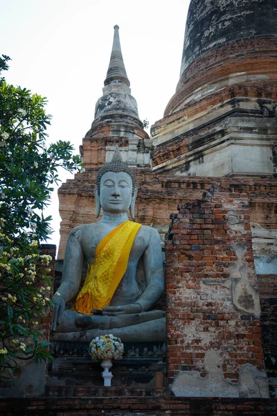 Thailand Ayutthaya Een Uitzicht Wat Yai Chai Mongkhol Tempel — Stockfoto