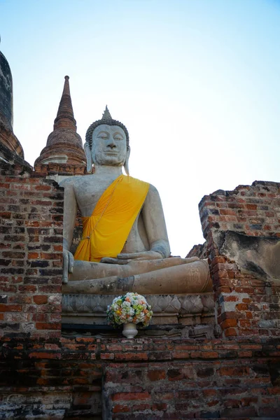 Thaiföld Ajutthaja Kilátás Wat Yai Chai Mongkhol Templomra — Stock Fotó