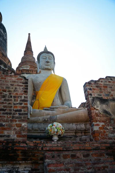 Tailandia Ayutthaya Una Vista Del Templo Wat Yai Chai Mongkhol —  Fotos de Stock