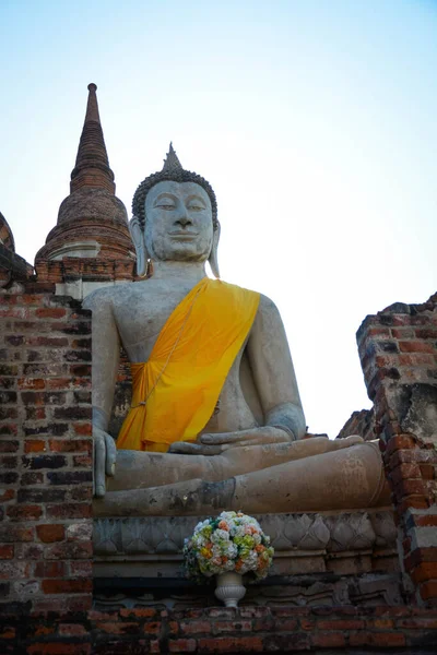 Tajlandia Ayutthayę Widok Wat Yai Chai Mongkhol Rozciągacz — Zdjęcie stockowe