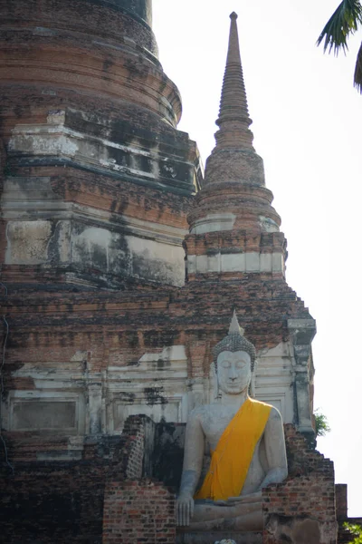 Tailandia Ayutthaya Una Vista Del Templo Wat Yai Chai Mongkhol —  Fotos de Stock