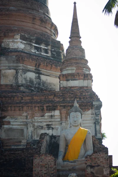 Tailandia Ayutthaya Una Vista Del Templo Wat Yai Chai Mongkhol — Foto de Stock