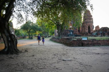 Tayland. Ayutthaya. Şehirde güzel bir tapınak manzarası