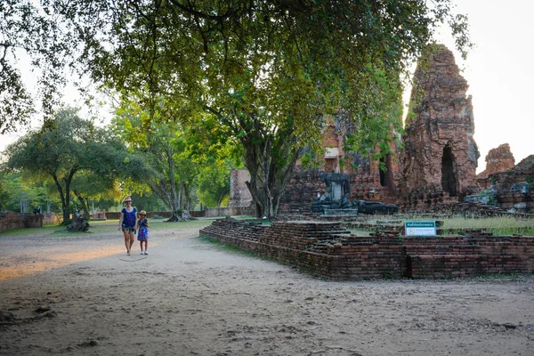 Thaiföld Ajutthaja Gyönyörű Kilátás Nyílik Templomokra Városban — Stock Fotó