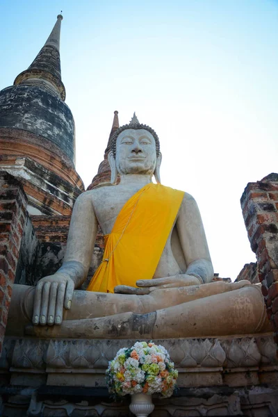 Thaiföld Ajutthaja Wat Yai Chai Mongkhol Templom — Stock Fotó