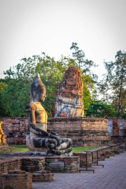 Oturan Buda heykeli, Wat Mahathat Tapınağı, Ayutthaya, Tayland