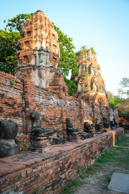 Wat Mahathat Tapınağı 'nın taş kalıntıları, Ayutthaya, Tayland