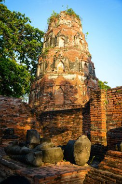 Wat Mahathat Tapınağı 'nın taş kalıntıları, Ayutthaya, Tayland