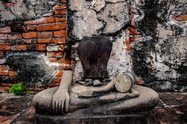 Wat Mahathat Tapınağı 'nın taş kalıntıları, Ayutthaya, Tayland