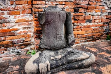 Wat Mahathat Tapınağı 'nın taş kalıntıları, Ayutthaya, Tayland