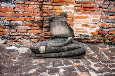 Wat Mahathat Tapınağı 'nın taş kalıntıları, Ayutthaya, Tayland