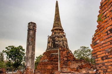 Wat Mahathat Tapınağı 'nın taş kalıntıları, Ayutthaya, Tayland