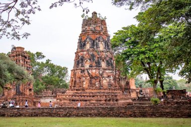 Wat Mahathat Tapınağı 'nın taş kalıntıları, Ayutthaya, Tayland